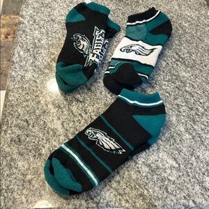 Men’s For Bare Feet Philadelphia Eagles Ankle Socks Set of 3 Pairs - Size 8-13